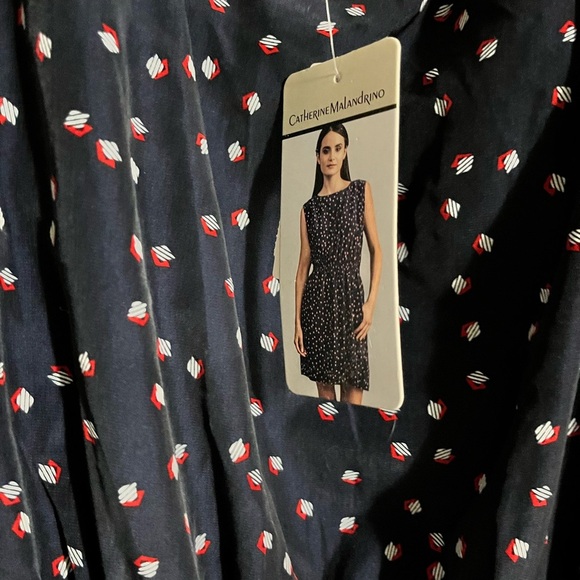 Navy Polka Dot Sleeveless Dress - Picture 3 of 3